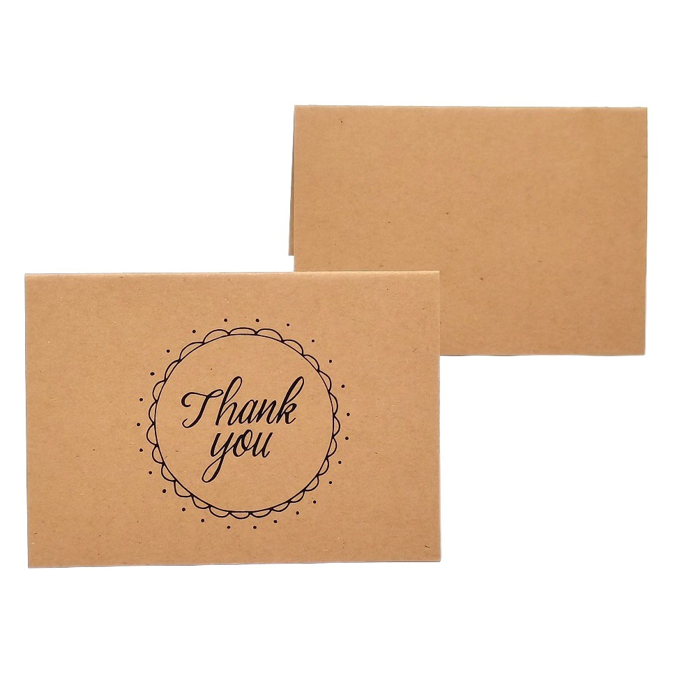 Cross-border wholesale English Thank you simple kraft paper creative thank you greeting card baking flower shop birthday small folding card