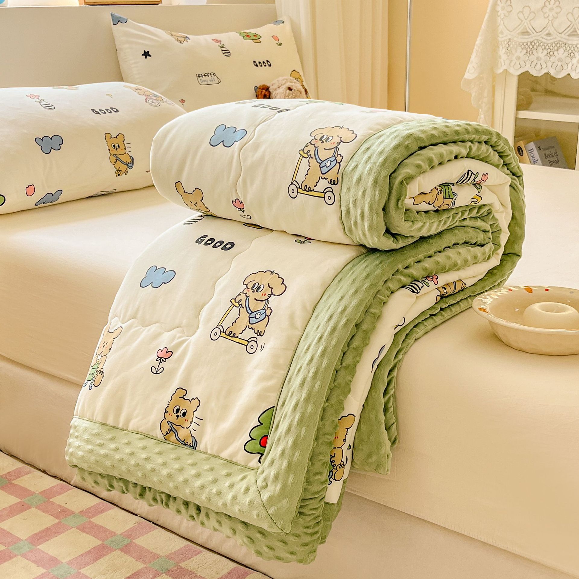 Picture of Class A cotton pea quilt household skin-friendly single double spring and autumn quilt thickened warm winter quilt thin air conditioning quilt wholesale