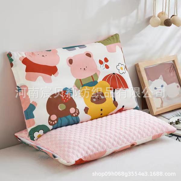 2024 Cotton Ice Bean Children's Pillow Pillow Core Detachable and Washable Kindergarten Household Pillow