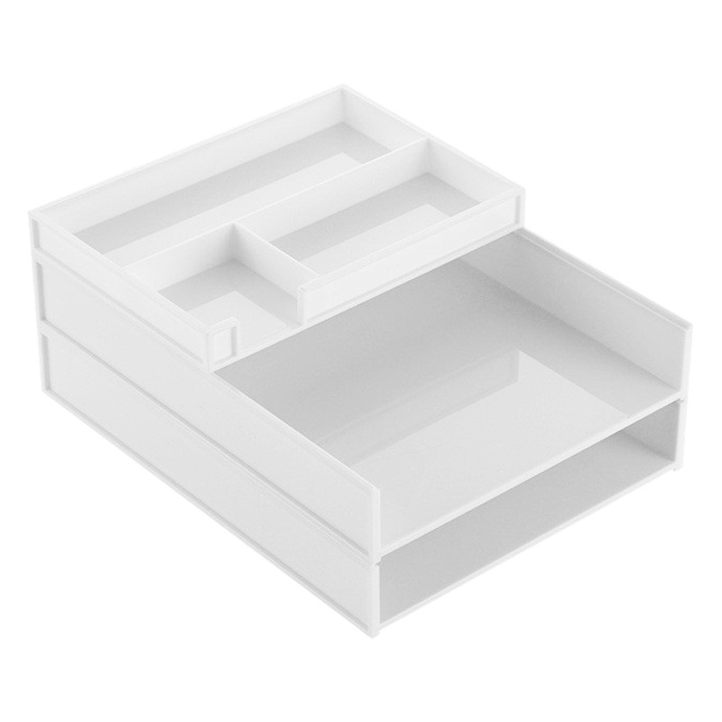 Praise the desktop finishing file rack A4 paper storage multi-layer plastic data basket office stationery holder set