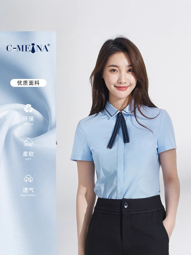 Picture of Summer New White Women's Short-Sleeved Chiffon Blouse, Elegant and Slim-Fit for Commuting, Fashionable and Stylish