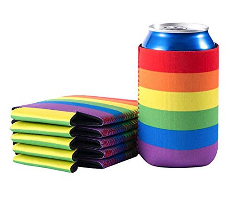 Picture of Cross-Border Hot-Selling Diving Material Rainbow Cola Sleeve 12oz Foldable Can Beer Cooler Sleeve