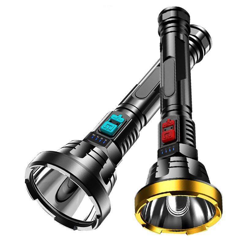 ABS flashlight USB charging power display LED large long-range home outdoor long-life flashlight