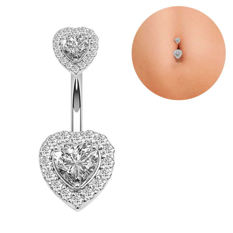 Picture of European and American New Love Navel Ring Creative Zircon Navel Button Navel Ring Piercing Jewelry