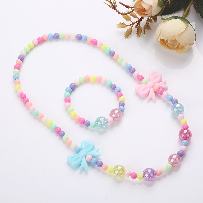 Picture of Korean version of candy color necklace children's spot jewelry beads necklace bracelet two-piece set Yiwu jewelry wholesale