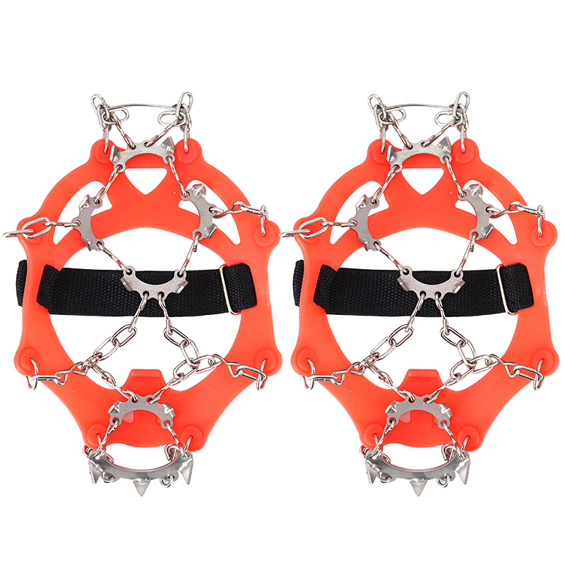 Picture of Outdoor Stainless Steel 13 Teeth Ice Claw Climbing Ice Climbing Anti-slip Shoe Cover Hiking Anti-slip Snow Claw Anti-slip Chain Ice Grab Wholesale