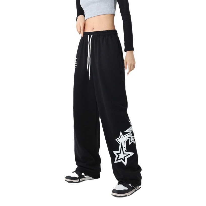 New American Sports Pants Women's 2023 Drawstring Printed Casual Pants Jazz Dance Hot Girl Sweatpants Fashion Brand