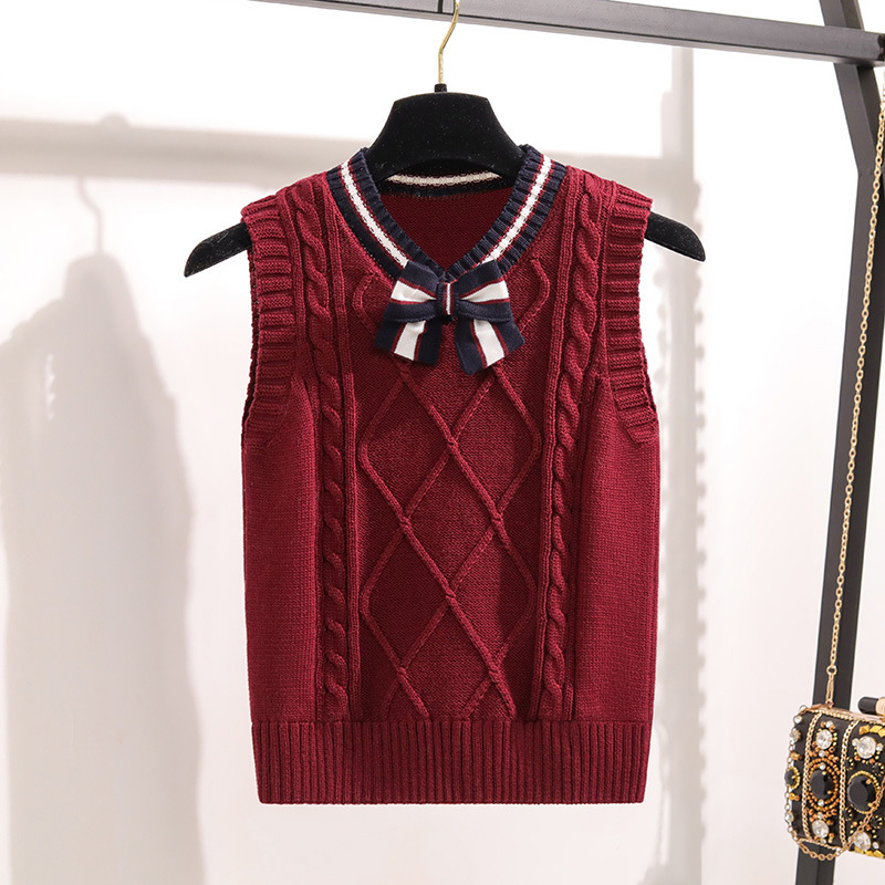 Picture of Children's Wool Vest School Uniform Vest 2025 Spring & Fall New Tops Girls Boys Student Woolen Vest Vest