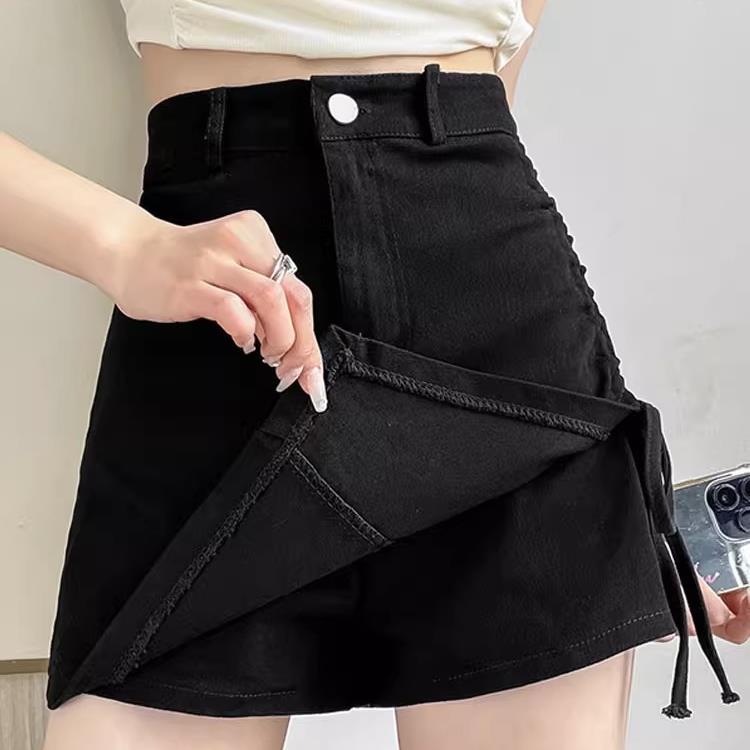 Picture of Black Hot Girl Skirt Women's 2024 Summer New Slim Pleated High Waist Irregular A- Line Hip Skirt Pants