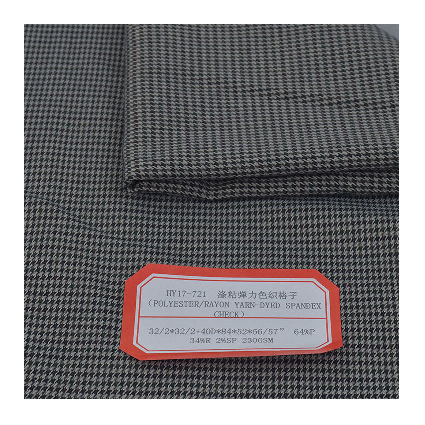 Yarn-dyed plaid polyester viscose TR polyester viscose pants tr yarn-dyed stretch pants 64T 34R mountaineering clothing riding clothing