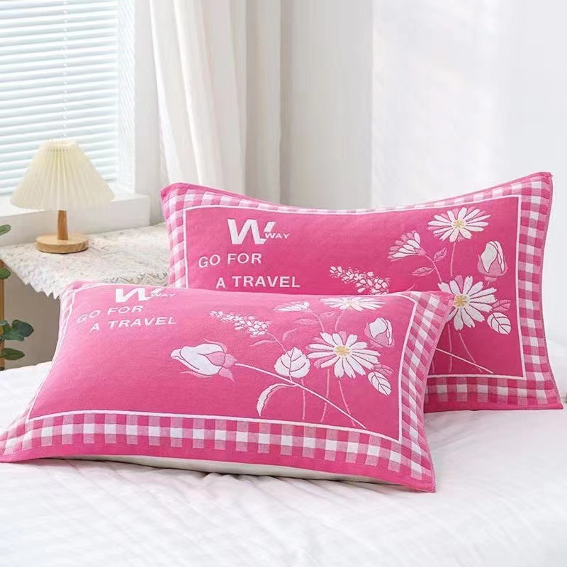 Picture of Cotton Gauze Wedding Pillow Towel New Pillow Headband Pair Adult Household Soft Sweat Absorbing Breathable Wholesale Cover Towel