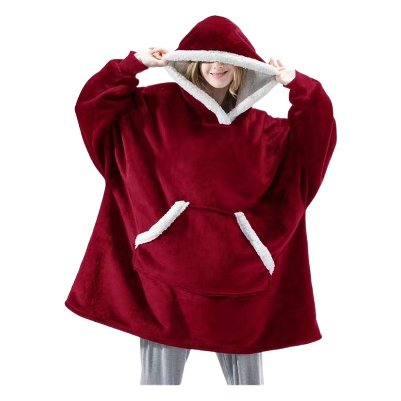 21 New Lazy Pajamas Pullover TV Blanket Outdoor Cold-proof Clothes Hooded Fleece Warm Clothes Home Couple's Nightgown