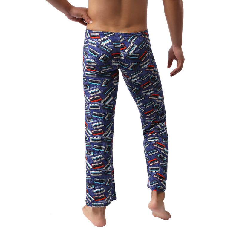Picture of Factory wholesale fancaz men's trousers blue printed classic thin casual loose mid-waist pajama pants AliExpress