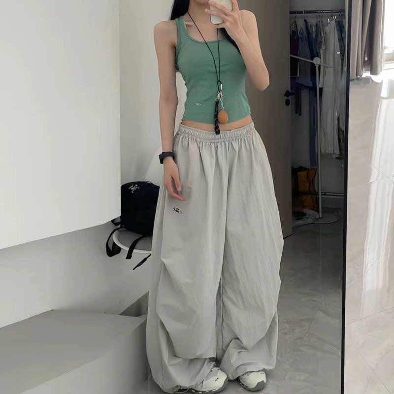 [Quick Drying] Ins Internet Celebrity Retro American Summer Wide Leg Loose Sports Dancing Jazz Casual Tooling Pants