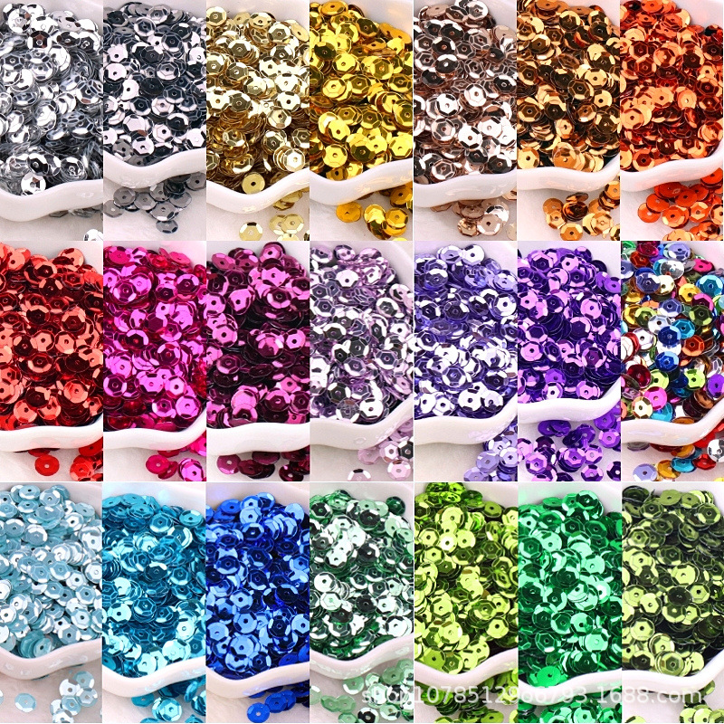6mm silver bottom sequins curved light laser round concave beads DIY hand sewing clothing accessories accessories