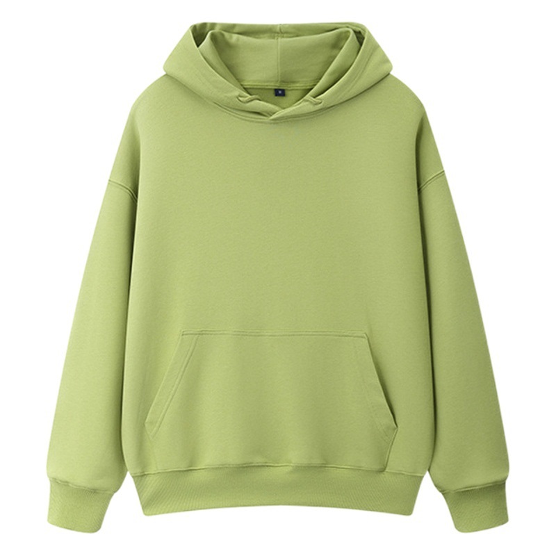 380g cotton heavyweight Terry autumn and winter pullover long solid color Korean hooded fashion casual trend warm coat
