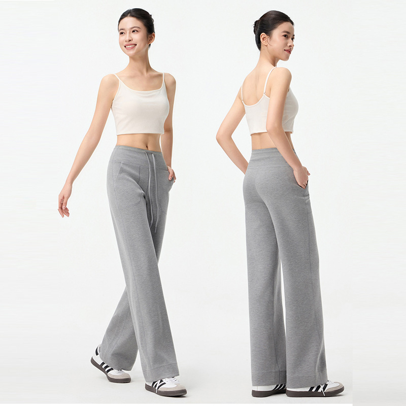 Lulu's Same Style Modal High-Waisted Casual Air Straight Pants, Slim and Smooth Naked Feeling, Loose Wide-Leg Pants for Women, New Product