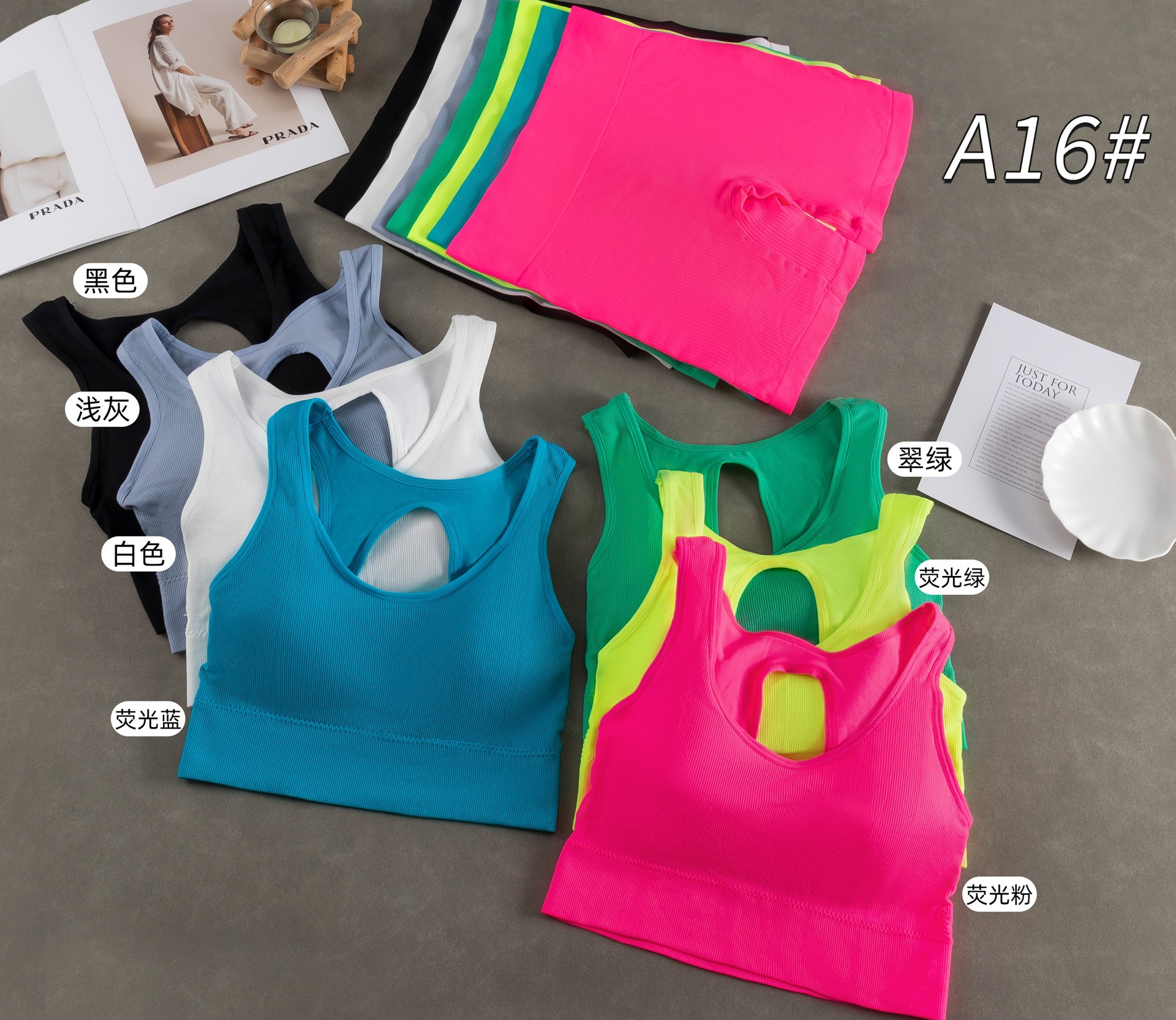 Hot Selling European and American dopamine yoga sports vest set with chest pad beauty back solid color all-match boxers wholesale