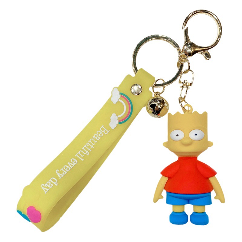 Cartoon Simpsons Keychain Animation Doll Couple Bag Pendant Decoration Creative Car Keychain Wholesale
