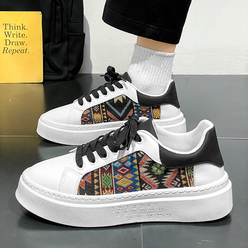 Men's Shoes 2024 New Spring Niche Trendy Casual Board Shoes Youth Leather Thick Sole Increased Bread Trendy Shoes