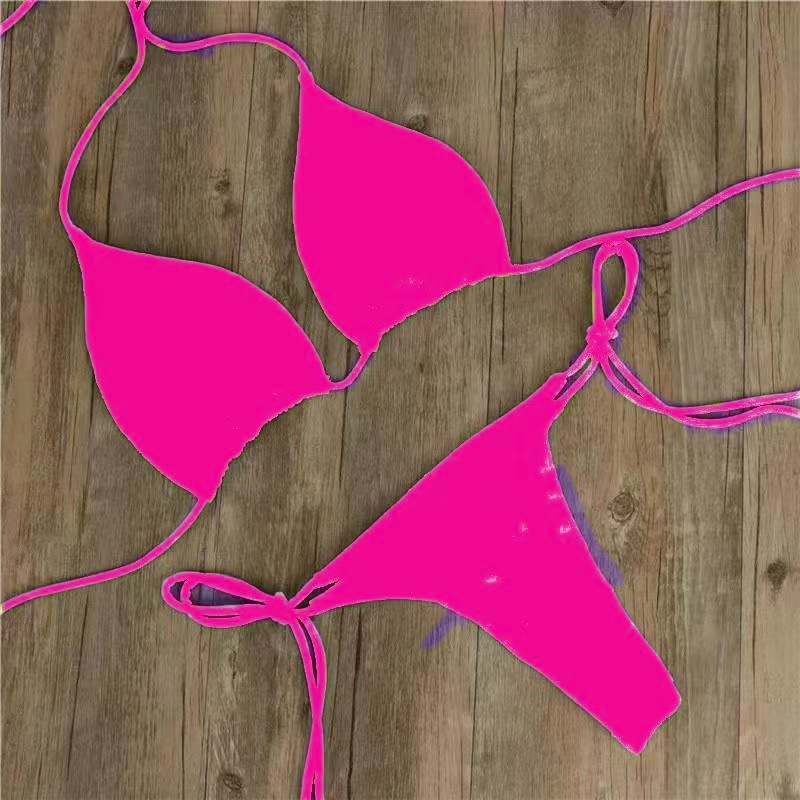 Picture of European and American halter lace-up Adjustable bikini sexy swimsuit women's split strap multi-color three-point suit
