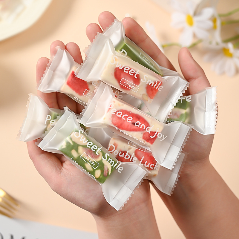 ins style transparent frosted nougat packaging bag thickened small candy paper toffee machine seal bag candy packaging bag