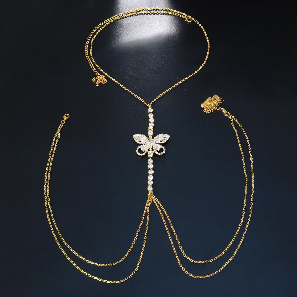 Picture of Cross-border New Accessories Simple Zircon Butterfly body chain European and American Rhinestone Neck chain Waist chain body chain
