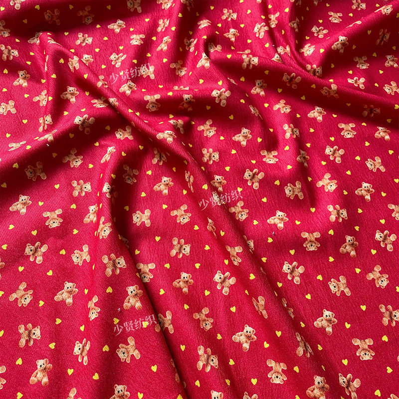 Picture of Japanese and Korean bear pattern printed fabric autumn and winter baby children's coat clothes skirt fabric home wear fabric