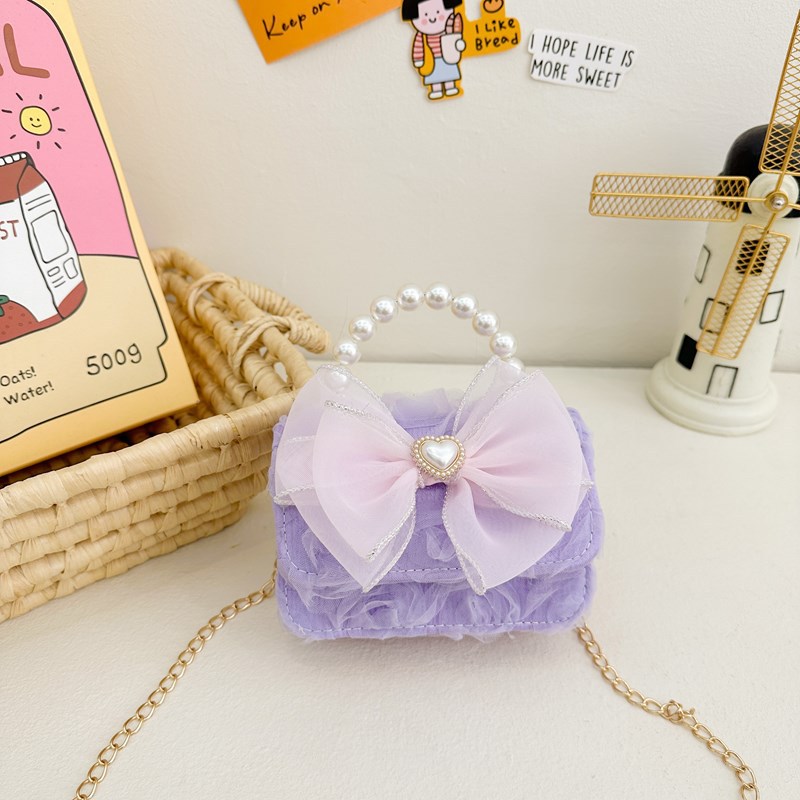 Picture of Korean Style Princess Handbag Fashion Bow Children Shoulder Bag Stylish Cute Girl Small Square Bag