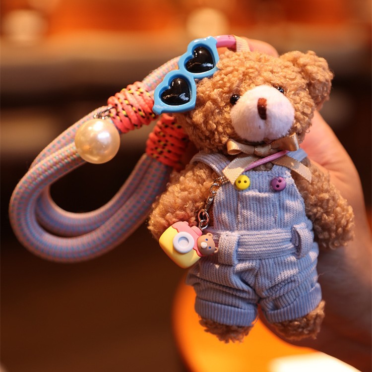 Korean-Style Handmade Cute and Quirky Teddy Bear Bag Charm Plush Toy Backpack Accessory Trendy Toy