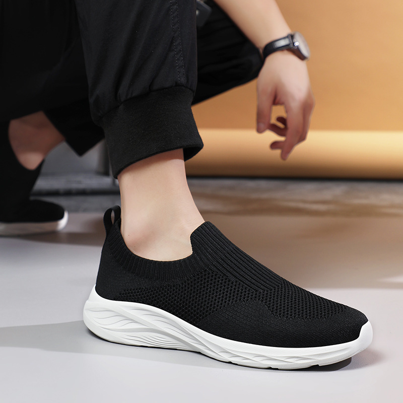 Summer breathable flying woven socks shoes cross-border slip-on fashion plus size lazy shoes lightweight outdoor sports casual men's shoes