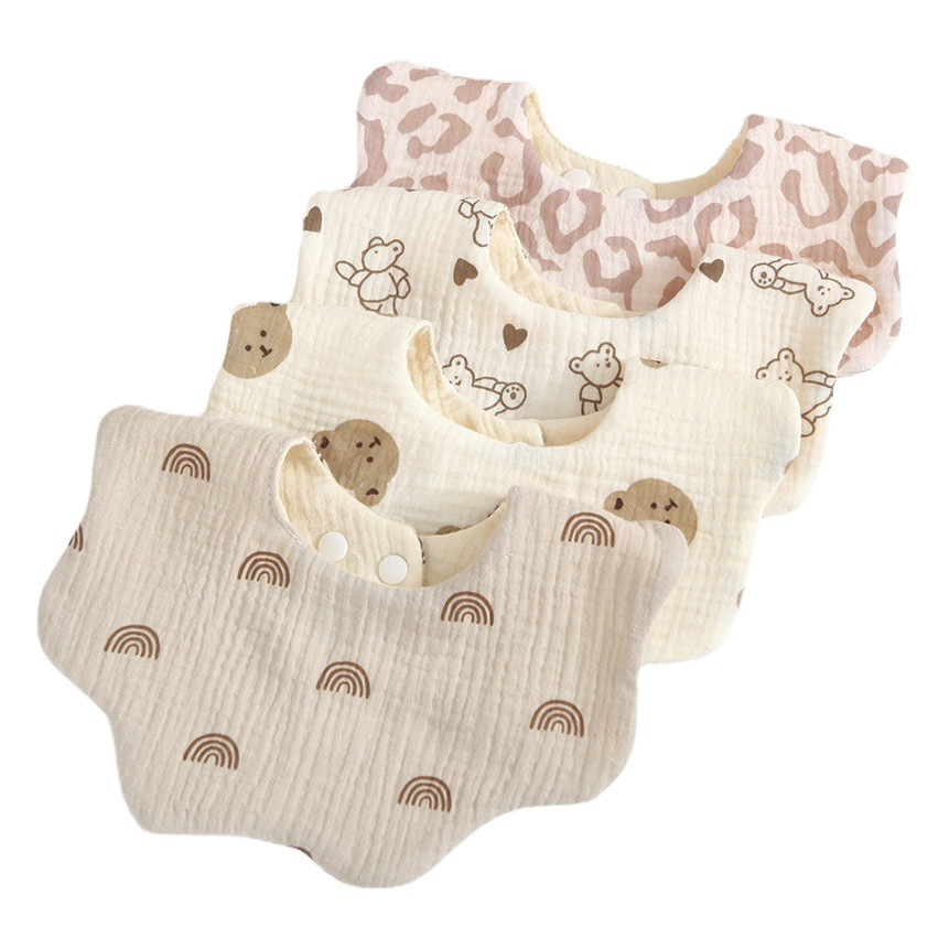 Han Feng 6-layer cotton gauze petal bib Zou Zou cloth saliva towel 360 degree newborn bib baby anti-spitting milk towel