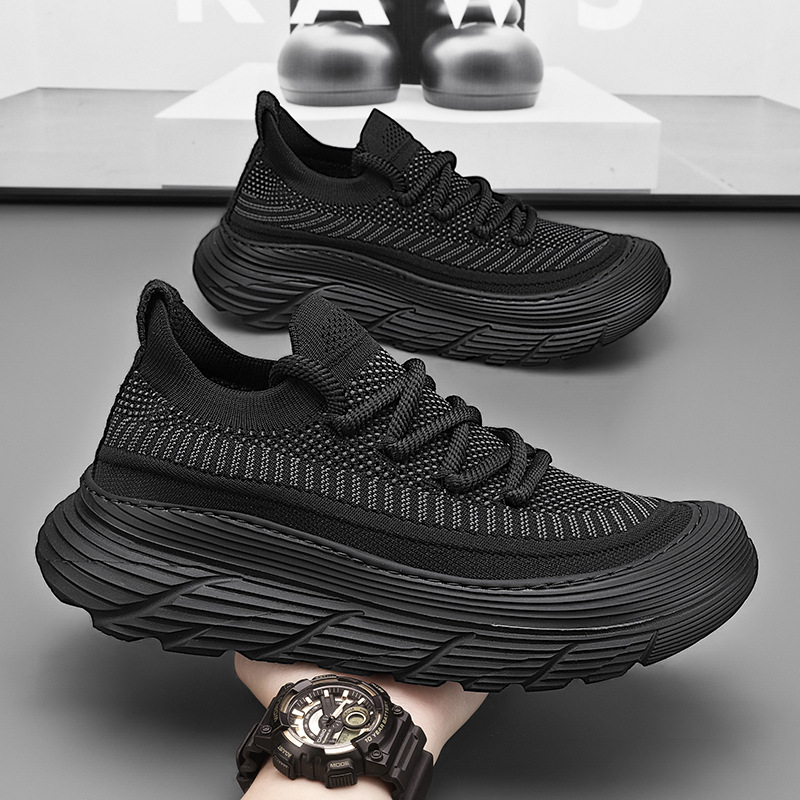 Men's Shoes Summer Breathable 2024 New Fly Woven Mesh Thin Mesh Shoes Sports Running Soft Bottom Black Casual Trendy Shoes
