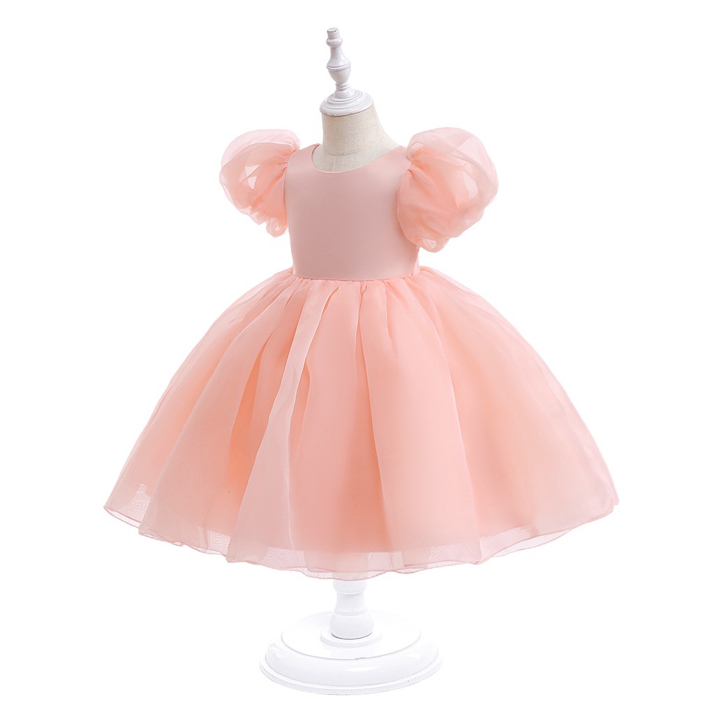 New Girls Princess Dress Children's Puff Sleeve Puffy Birthday Dress Little Girl Piano Performance Children's Dress