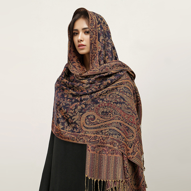 Picture of 2025 Cross-Border New Imitation Cashmere Scarf Ethnic Style Scarf Shawl Cashew Flower Accessible Luxury High-End Tassel Scarf