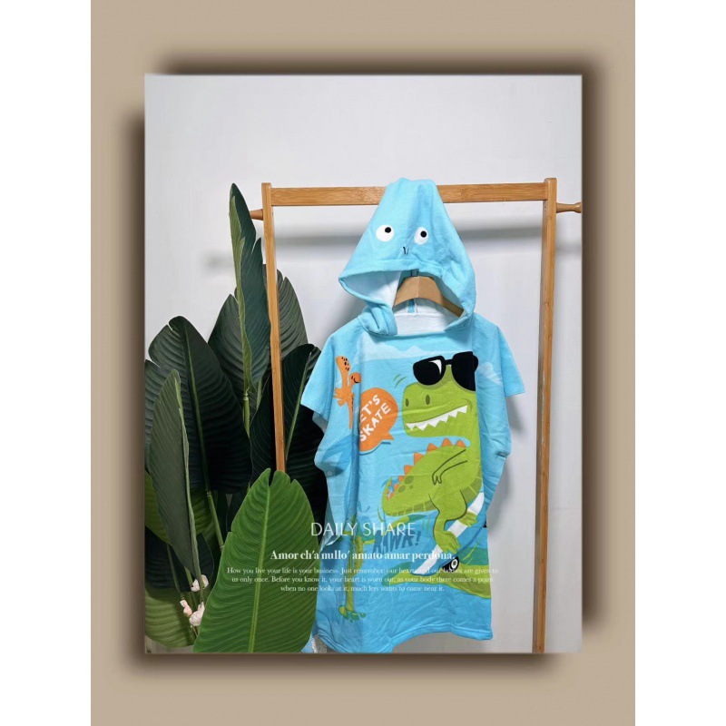 Picture of Children's Bath Towel Hooded Poncho Bathrobe Super Soft Wearable Baby Absorbent Towel for Boys and Girls Swimming