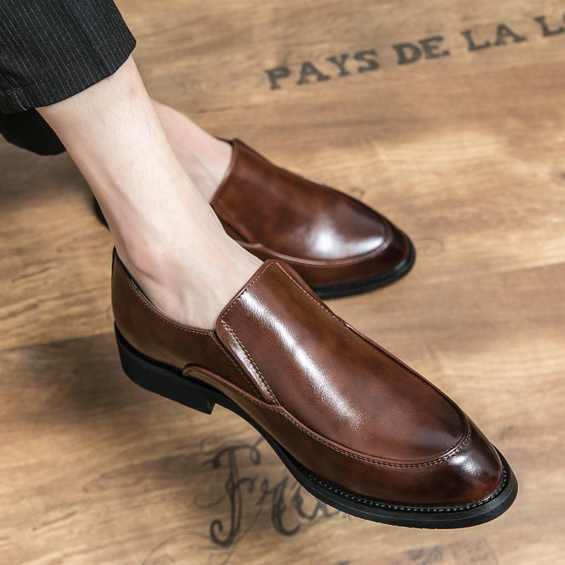 Foreign Trade plus size Business Dress Shoes Men's Pointed Breathable Slip-on Men's Shoes British-style Inner Height Increasing Wedding Shoes