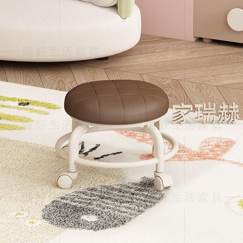 Picture of Spinner wheel small stool sedentary home modern simple mobile wheeled bench pulley low stool with baby round stool
