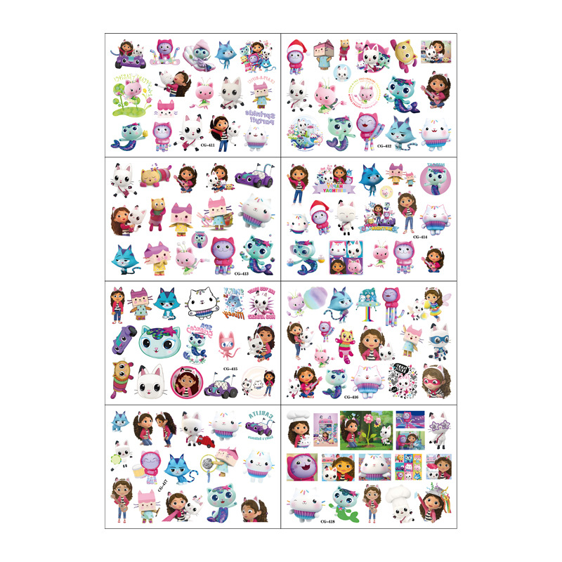 Picture of Gabby's Toy House Cartoon Tattoo Stickers Children's Tattoo Stickers Birthday Party Tattoo Stickers Disposable Water Transfer