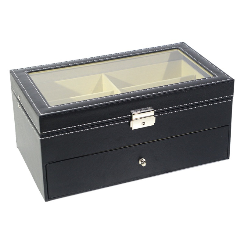 Spot 12 double-layer glasses box wholesale lid window transparent with drawer sunglasses packaging stall box