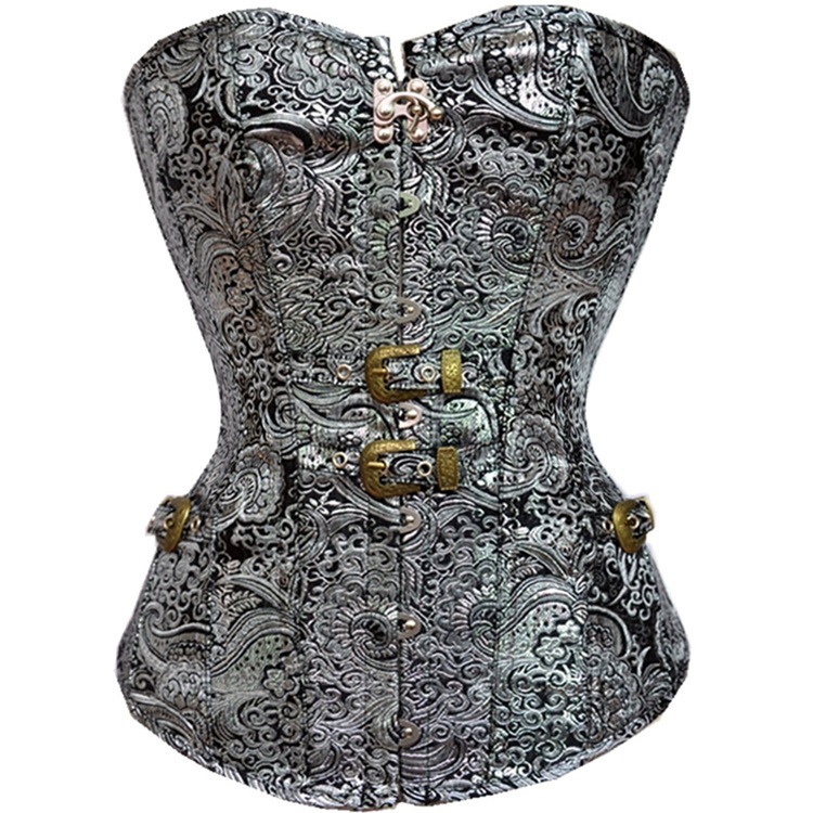 Picture of Court Gothic Corset Printed Steel Buckle Silver Corset Body Shaping Clothes ebay/Amazon Hair
