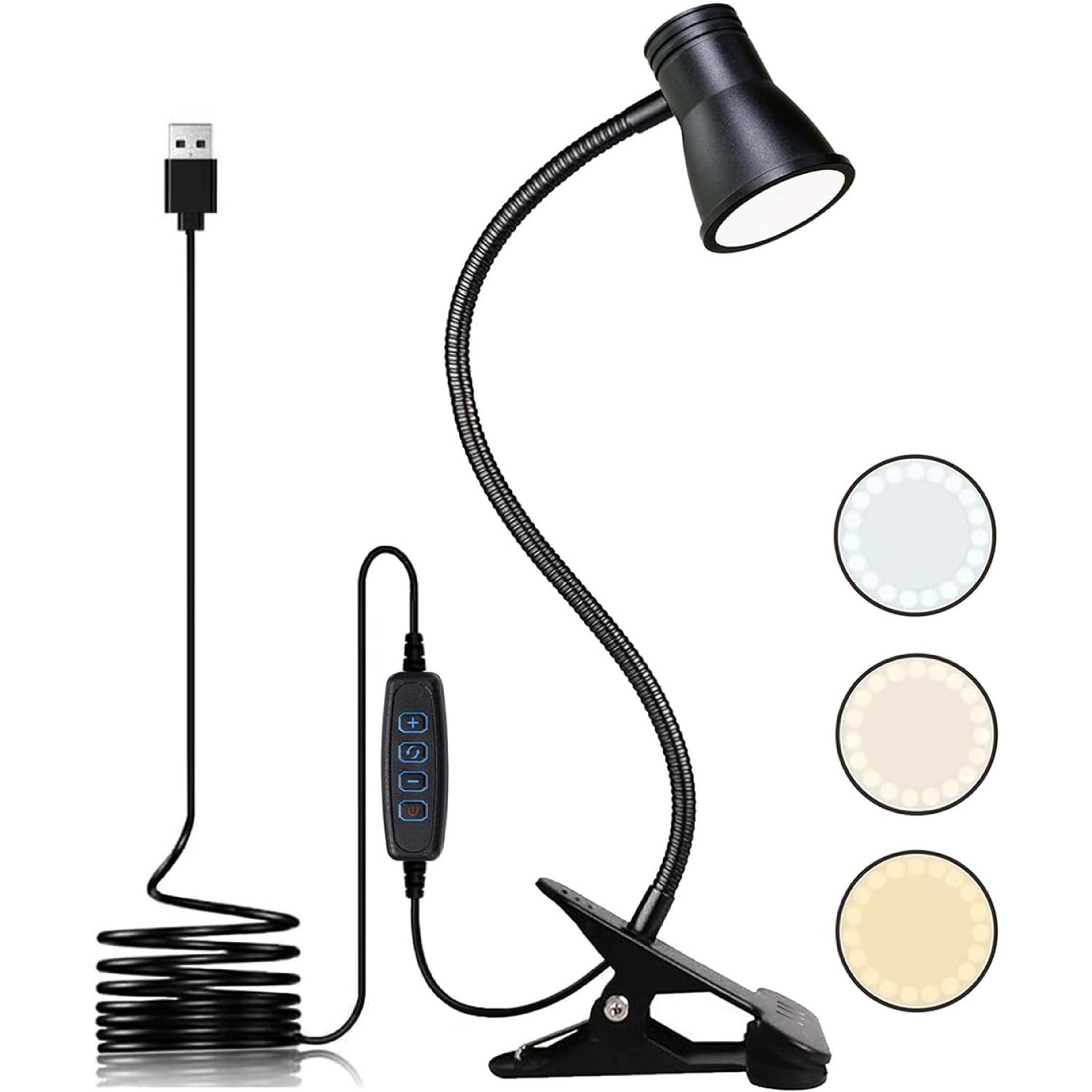 Cross-border USB clip reading adjustable light color temperature clip desk lamp office dormitory bedside lamp