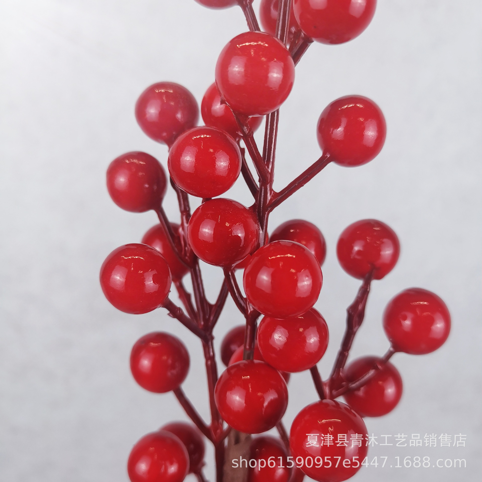 Picture of Factory wholesale multi-fork simulation red fruit fortune fruit Holly fruit Spring Festival decoration simulation flower blessing bucket accessories red fruit