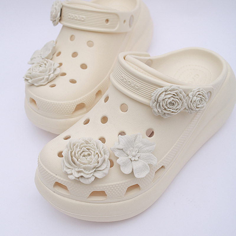 Linen Bouquet Clogs Accessories High-End Pearl Shoe Flowers Suitable for Cross Same Style Shoe Buckle Removable DIY Women