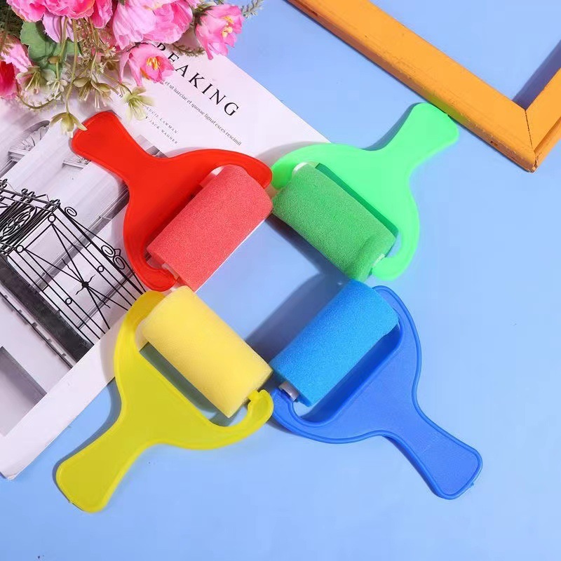 Children's DIY color roller sponge painting brush 4-piece set kindergarten educational early education painting art tools