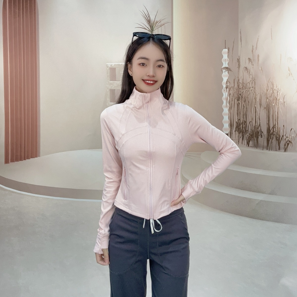 New Vertical Collar Slim Quick-drying Yoga Jacket Long-sleeved Short Yoga Jacket Women's High-stretch Sports Top
