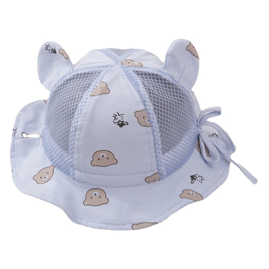 Bear ears baby net cap Benhui baby basin cap summer sunscreen fisherman cap summer sunshade baby net cap