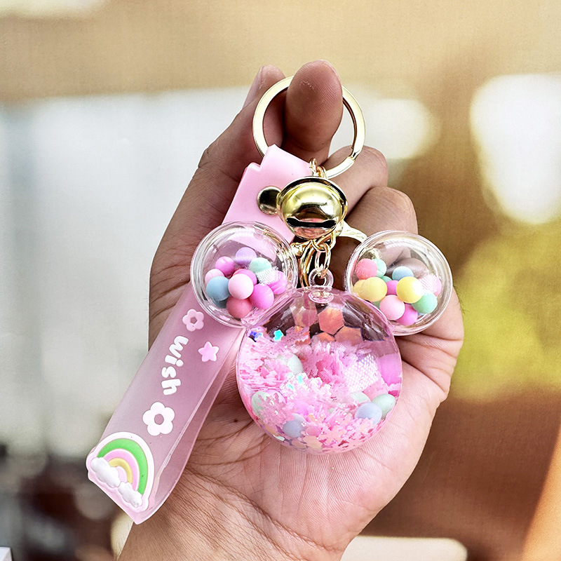 Picture of Internet Celebrant Cartoon Mickey Head Candy quicksand Key Chain Women's Exquisite Cute School Bag Pendant Couple's Bag Key Chain