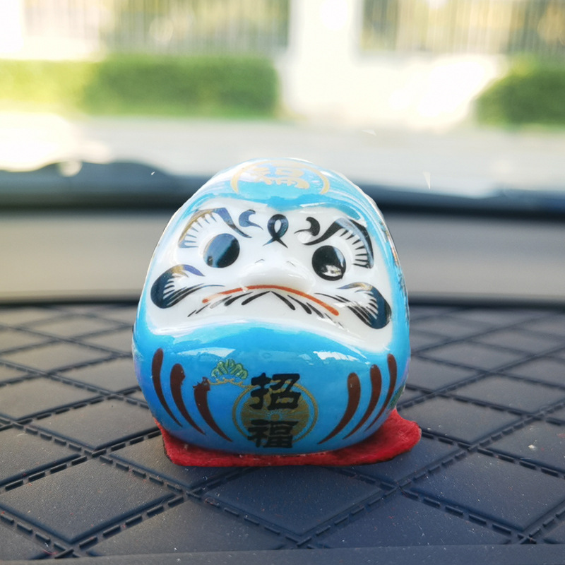 Picture of Japanese-style Dharma ornaments Japanese ceramic Dharma eggs Kaiyun Dharma trumpet mini lucky cat car decorations