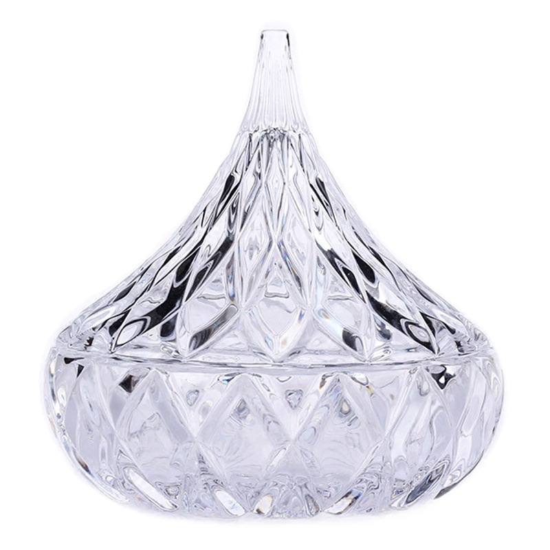 European-style Retro Glass Mongolian Yurt with Lid Embossed Glass Jar Transparent Heart-shaped Crystal Jewelry Box Storage Glass Box